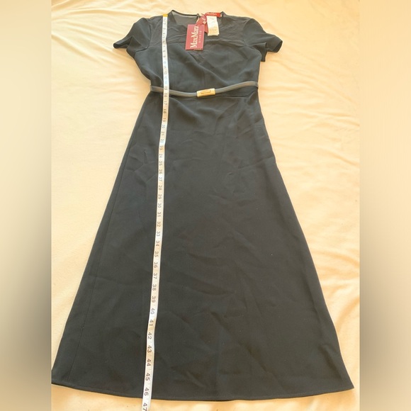 Max Mara Studio Asturie Mixed Media Black Belted Dress size 4 NWT - Picture 11 of 15